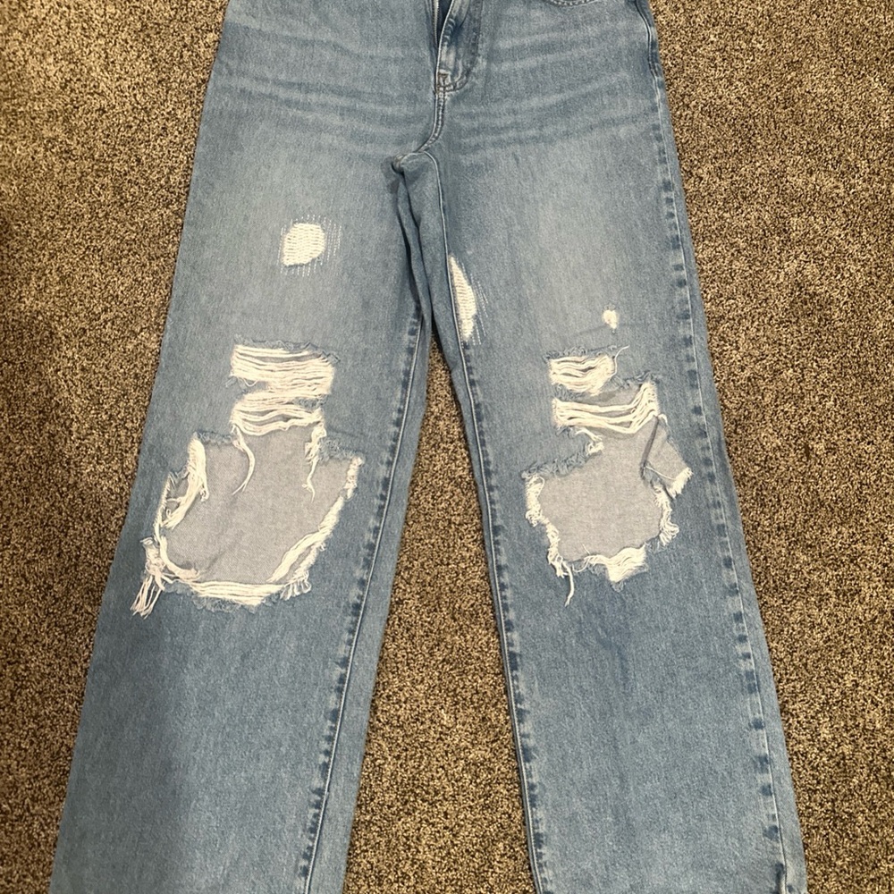 Forever 21 Light Blue Distressed Boyfriend Jeans